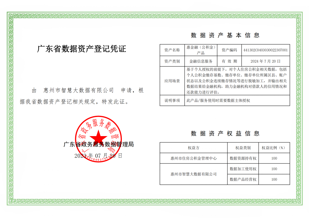 首发！惠州首个公共数据产品“惠金融（公积金）”进场广州数据交易所上架交易(图1)